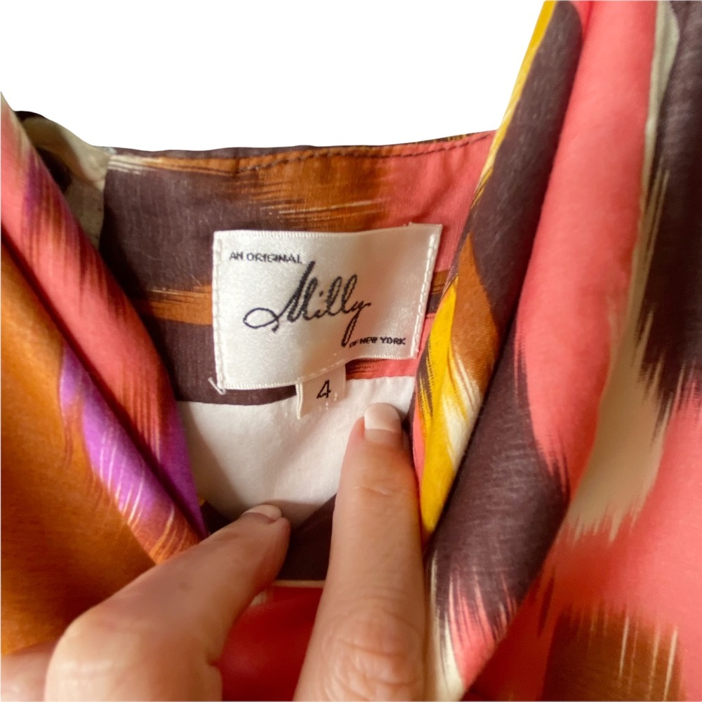 Milly of New York Watercolor Ikat Tiered Ruffle Silk Broomstick Sundress… - Picture 5 of 15